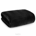 Narzuta welwetowa 230x260 SOFIA czarna pikowana w gęstą jodełkę - 4