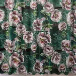 Zasłona na taśmie 140x270 PALMERA zielona z wzorem różowych kwiatów efekt 3D - 9