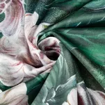 Zasłona na taśmie 140x270 PALMERA zielona z wzorem różowych kwiatów efekt 3D - 3