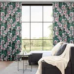 Zasłona na taśmie 140x270 PALMERA zielona z wzorem różowych kwiatów efekt 3D - 14