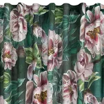 Zasłona na taśmie 140x270 PALMERA zielona z wzorem różowych kwiatów efekt 3D - 4