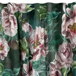 Zasłona na taśmie 140x270 PALMERA zielona z wzorem różowych kwiatów efekt 3D - 7