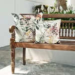 Poszewka dekoracyjna 45x45 GARDEN 2 biała z zielonym wzorem kwiatowym na taras wodoodporna - 5