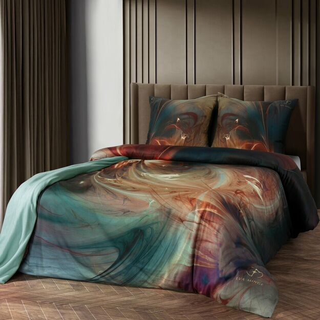 Pościel z makosatyny 160x200 SELVA Eva Minge turkusowa miętowa designerski wzór