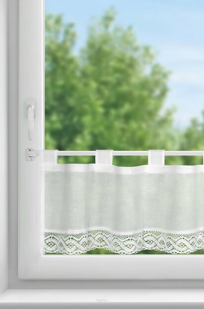 Zazdrostka gotowa na szelkach 150x30 VINCE biała zdobiona koronką