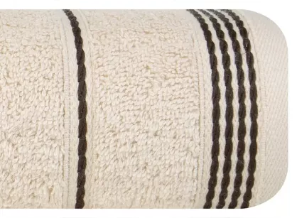 Ręcznik 50x90 MIRA beżowy zdobiony bordiurą w pasy 500 g/m2