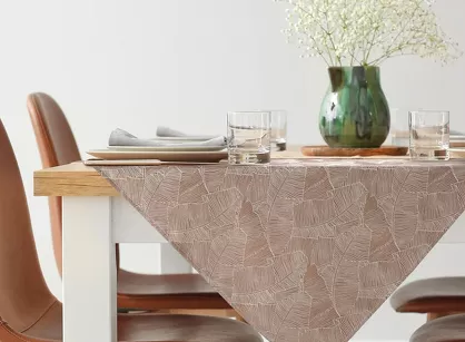 Nakładka 85x85 ISLA ciemny beż z żakardowym wzorem liści bananowca