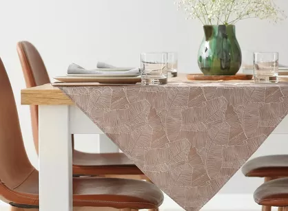 Nakładka 85x85 ISLA ciemny beż z żakardowym wzorem liści bananowca