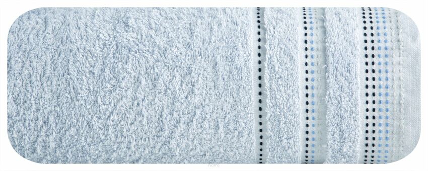 Ręcznik 50x90 POLA błękitny z kolorową bordiurą zakończoną stebnowaniem 500 g/m2