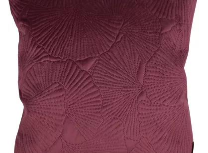 Poszewka welwetowa 45x45 VELVET 58A bordowa z wzorem liści miłorzębu