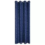 Zasłona na przelotkach 140x250 EVI granatowa z błyszczącym srebrnym nadrukiem geometrycznym - 6