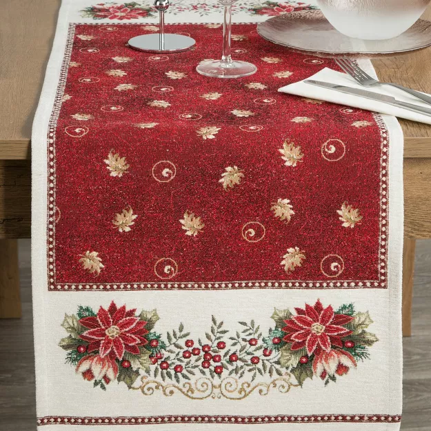 Bieżnik świąteczny 45x140 481 czerwony z motywem gwiazdy betlejemskiej
