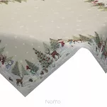 Obrus świąteczny 140x180 1314 gobelinowy naturalny z wzorem zimowej scenerii - 4