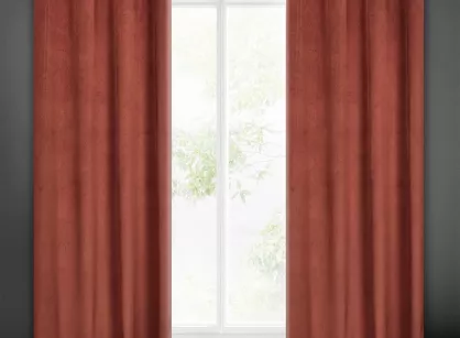 Zasłona gotowa na przelotkach 140x250 LILI welwetowa mahoniowa z wytłaczanym falującym wzorem