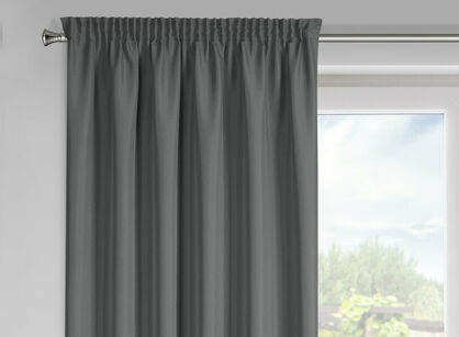 Zasłona na taśmie 140x175 RITA jednokolorowa grafitowa z miękkiej tkaniny