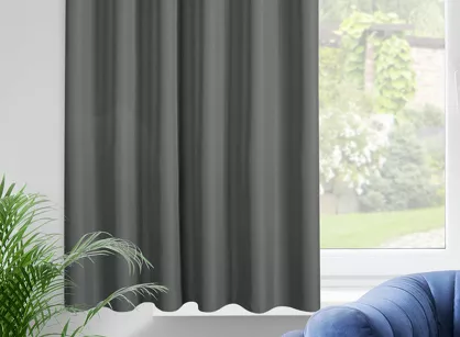 Zasłona na taśmie 140x175 RITA jednokolorowa grafitowa z miękkiej tkaniny