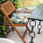 Poduszka 40x40 GARDEN beżowa wzór botaniczny siedzisko na krzesło pikowana z troczkami wodoodporna - 3