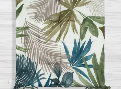 Poduszka 40x40 GARDEN beżowa wzór botaniczny siedzisko na krzesło pikowana z troczkami wodoodporna