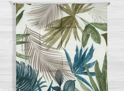 Poduszka 40x40 GARDEN beżowa wzór botaniczny siedzisko na krzesło pikowana z troczkami wodoodporna