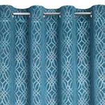 Zasłona na przelotkach 140x250 ARETA welwetowa ciemny niebieski ze srebrno złotym nadrukiem w stylu boho - 5