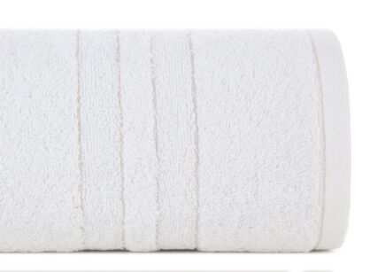 Ręcznik bawełniany 70x140 GALA biały zdobiony bordiurą z błyszczącą nicią