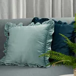 Poszewka welwetowa 45x45 jednokolorowa BRENDA pudrowa z falbanami - 6