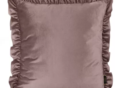 Poszewka welwetowa 45x45 jednokolorowa BRENDA pudrowa z falbanami