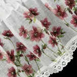 Zazdrostka gotowa w tunelu 150x60 ISA biała z etaminy zdobiona koronką z nadrukiem kwiatowym - 5