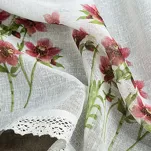 Zazdrostka gotowa w tunelu 150x60 ISA biała z etaminy zdobiona koronką z nadrukiem kwiatowym - 7