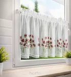 Zazdrostka gotowa w tunelu 150x60 ISA biała z etaminy zdobiona koronką z nadrukiem kwiatowym - 9