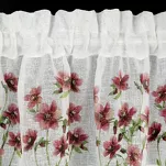 Zazdrostka gotowa w tunelu 150x60 ISA biała z etaminy zdobiona koronką z nadrukiem kwiatowym - 3