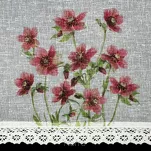 Zazdrostka gotowa w tunelu 150x60 ISA biała z etaminy zdobiona koronką z nadrukiem kwiatowym - 4