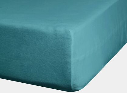 Prześcieradło z satyny bawełnianej z gumką NOVA 3 turkusowe 160x200