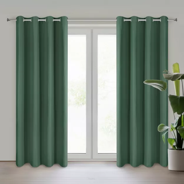 Zasłona gotowa na przelotkach 140x250 ADARI ciemna zieleń jednokolorowa z matowej tkaniny
