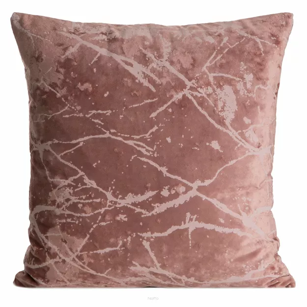 Poszewka welwetowa 45x45 VELVET 73A różowa z przecieranym marmurkowym wzorem