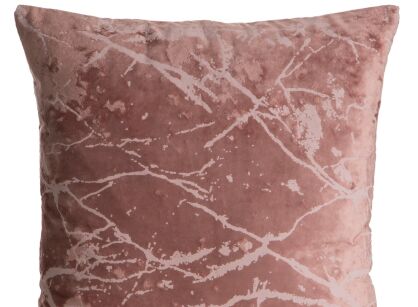 Poszewka welwetowa 45x45 VELVET 73A różowa z przecieranym marmurkowym wzorem