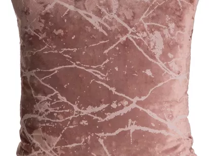 Poszewka welwetowa 45x45 VELVET 73A różowa z przecieranym marmurkowym wzorem