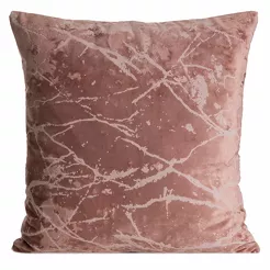 Poszewka welwetowa 45x45 VELVET 73A różowa z przecieranym marmurkowym wzorem