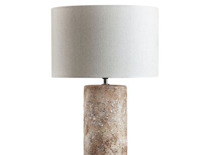 Lampa stołowa fi 42x73 NOA jasny brąz o strukturze granitu z matowym kremowym abażurem