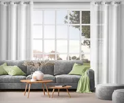 Zasłona na przelotkach 140x250 VESTA biała w stylu eko z błyszczącą nicią - 8