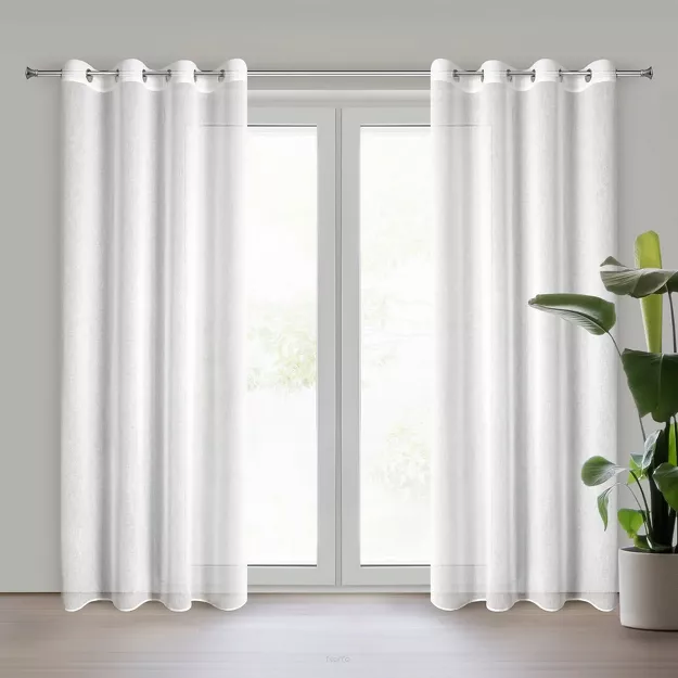Zasłona na przelotkach 140x250 VESTA biała w stylu eko z błyszczącą nicią