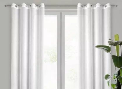 Zasłona na przelotkach 140x250 VESTA biała w stylu eko z błyszczącą nicią