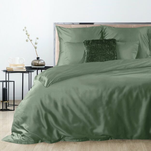 Pościel satynowa 220x200 NOVA 3 jednokolorowa gładka szałwiowa
