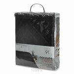 Narzuta welwetowa 220x240 LUIZ 5 czarna pikowana w subtelny geometryczny wzór z kolekcji Design 91 - 2