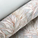 Pościel satynowa 180x200 NIKA 43 jasny szary z motywem roślinnym z kolekcji Nova Print - 3