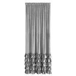 Zasłona na taśmie 140x270 CARLI welwetowa srebrna jednokolorowa zdobiona w dolnej części falbanami z paskiem cyrkonii - 6