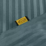 Pościel satynowa 140x200 VERA jednokolorowa gładka morska w prążki - 2