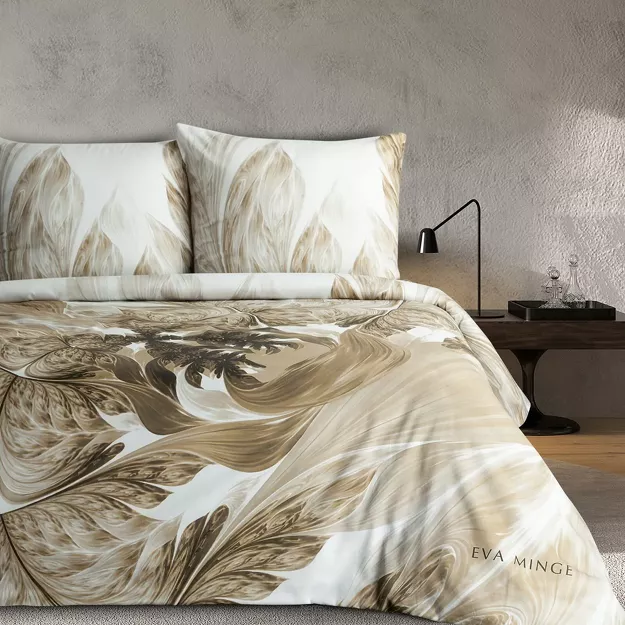 Pościel z makosatyny 220x200 NOAH Eva Minge biała beżowa designerski wzór Premium
