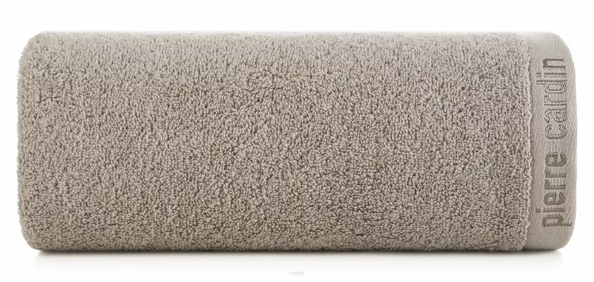 Ręcznik 70x140 EVI Pierre Cardin ciemny beż zdobiony bordiurą w kolorze ręcznika z logo marki