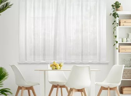 Firana gotowa na taśmie 400x150 LUCY biała z gładkiego woalu